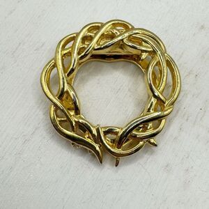 Vintage Scarf Clip Twisted Vines And Thorns Gold Tone Made In England